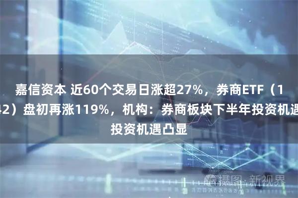 嘉信资本 近60个交易日涨超27%，券商ETF（159842）盘初再涨119%，机构：券商板块下半年投资机遇凸显
